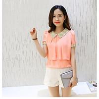 womens casualdaily simple summer blouse solid crew neck short sleeve c ...