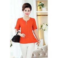 womens casualdaily simple summer blouse striped round neck short sleev ...