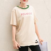 womens casualdaily simple spring t shirt letter round neck short sleev ...