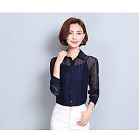 womens casualdaily simple shirt solid shirt collar long sleeve acrylic