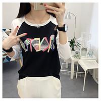 womens casualdaily vintage t shirt color block round neck long sleeve  ...