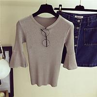 womens casualdaily simple spring summer t shirt solid round neck lengt ...