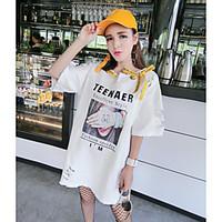 womens beach cute t shirt print round neck short sleeve cotton