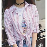 womens going out cute spring trench coat striped shirt collar long sle ...