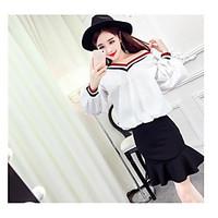 womens casualdaily simple cute spring shirt skirt suits solid v neck l ...