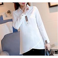 womens casualdaily simple shirt solid shirt collar long sleeve acrylic