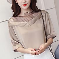 Women\'s Casual/Daily Simple Summer Blouse, Solid V Neck ½ Length Sleeve Polyester Thin