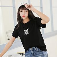 womens casualdaily simple cute t shirt solid print round neck short sl ...