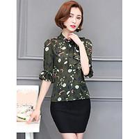 womens casualdaily work simple blouse floral crew neck length sleeve n ...