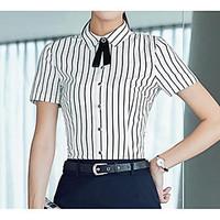 womens casualdaily simple t shirt striped shirt collar short sleeve co ...