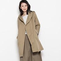 womens casualdaily simple fall trench coat solid stand long sleeve lon ...