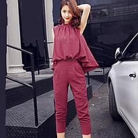 womens casualdaily holiday simple cute t shirt pant suits solid floral ...