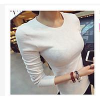 womens casualdaily work holiday simple t shirt solid round neck long s ...