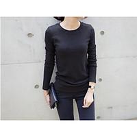 womens going out work holiday simple t shirt solid round neck long sle ...