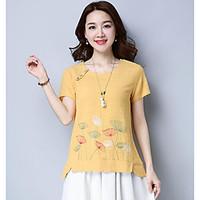 womens casualdaily chinoiserie summer t shirt embroidered round neck s ...