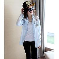 womens casualdaily simple spring shirt letter shirt collar short sleev ...