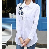 womens casualdaily simple spring shirt floral stand long sleeve others