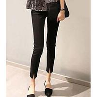 womens high rise micro elastic chinos pants street chic slim solid