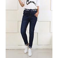 womens high rise micro elastic jeans pants street chic simple slim ski ...