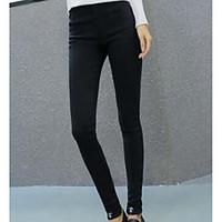 womens high rise micro elastic chinos pants street chic slim solid