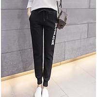 womens high rise micro elastic chinos pants street chic harem solid