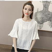 womens casualdaily simple summer shirt geometric round neck short slee ...