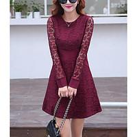 womens casualdaily cute a line dress solid round neck above knee sleev ...