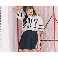 womens going out casualdaily simple summer t shirt solid letter round  ...