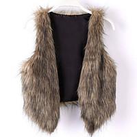 Women\'s Fashion Faux Fur Warmth Sleeveless Vest