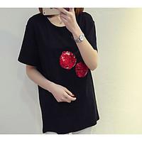 womens going out street chic t shirt print round neck short sleeve cot ...