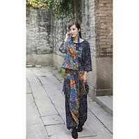 womens high rise strenchy chinos pants chinoiserie loose harem print