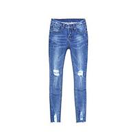 womens high rise micro elastic jeans pants street chic simple skinny s ...