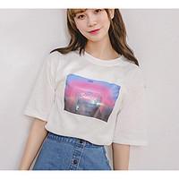 womens going out party sexy cute t shirt solid print round neck short  ...