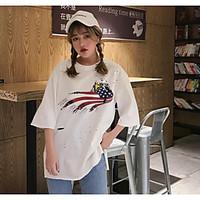 womens going out casualdaily vintage street chic t shirt solid print r ...