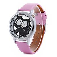 womens cartoon cat pu band quartz strap watch cool watches unique watc ...