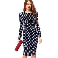 womens a line polka dots bodycom long sleeve dress