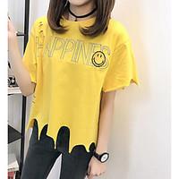 womens casualdaily simple summer t shirt print letter round neck short ...