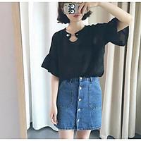 womens casualdaily simple summer t shirt solid round neck short sleeve ...