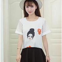 womens casualdaily simple summer t shirt print round neck short sleeve ...