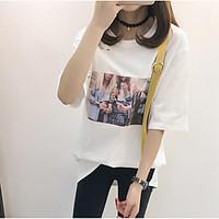 womens casualdaily vintage summer t shirt print round neck short sleev ...