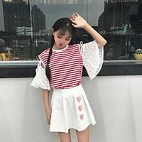 womens going out cute summer t shirt striped round neck sleeve cotton