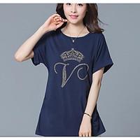 womens casualdaily simple summer t shirt solid round neck short sleeve ...