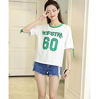 womens going out street chic t shirt letter round neck short sleeve co ...