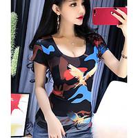 womens casualdaily simple spring summer t shirt print round neck short ...