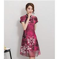 womens going out casualdaily a line dress floral crew neck knee length ...