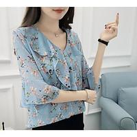 womens going out party vintage street chic t shirt floral deep v short ...