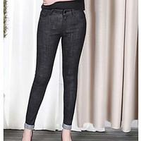 womens high rise micro elastic jeans pants simple skinny solid