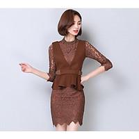 womens going out cute a line sheath two piece dress solid turtleneck a ...