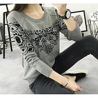 womens casualdaily simple regular pullover solid round neck long sleev ...