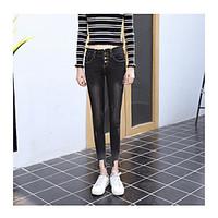 womens high rise micro elastic chinos pants simple slim solid